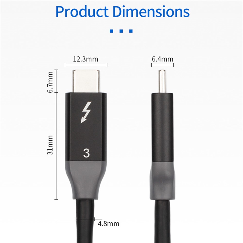 USB C to USB C Cable PD 100W USB3.1 Thunderbolt 3 40Gbps Type-C Charging Cable for MacBook Pro/iPad Pro (0.3m)-11