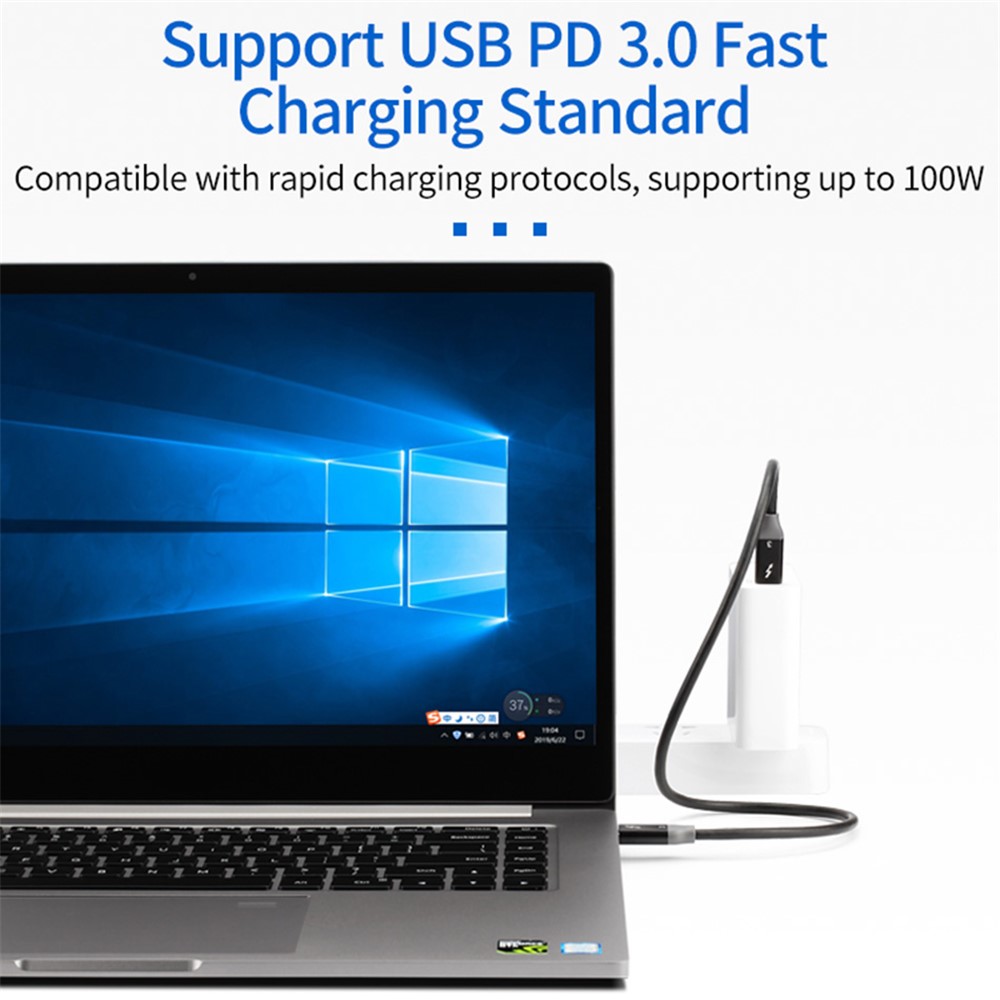 USB C to USB C Cable PD 100W USB3.1 Thunderbolt 3 40Gbps Type-C Charging Cable for MacBook Pro/iPad Pro (0.3m)-6
