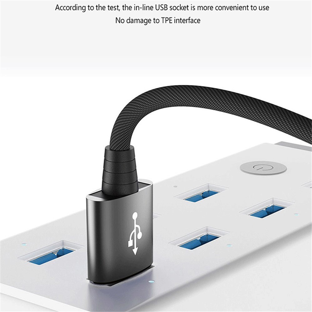 1m USB to Type-C Elbow Fast Charging Nylon Braided Cable Data Cord - Black-7