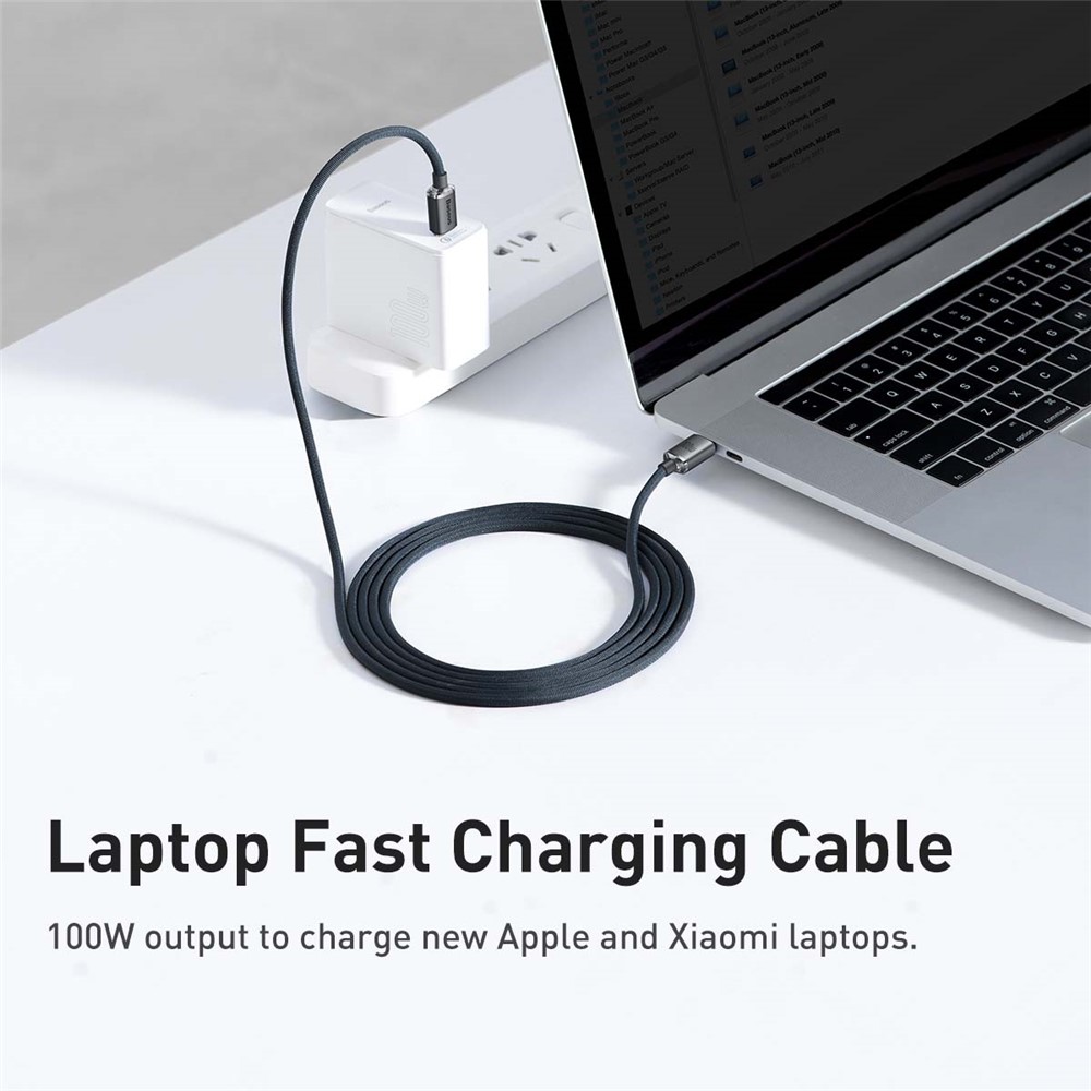 BASEUS Crystal Shine Series 2m 100W Fast Charging Data Cable Type-C to Type-C Braided Cord - Black-3