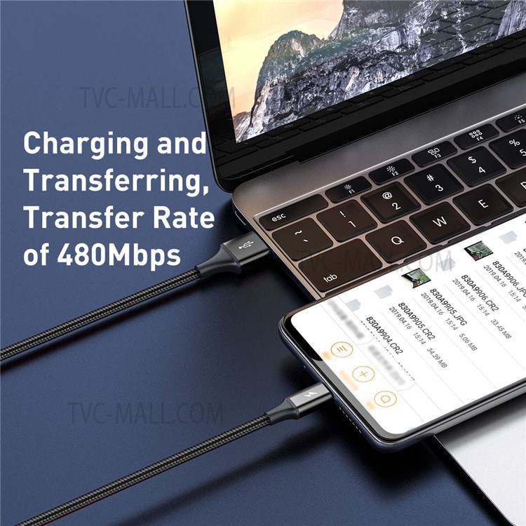 BASEUS Rapid Series 3-in-1 Cable 1.2m iP+Micro+Type-C Data Cord - Black-4