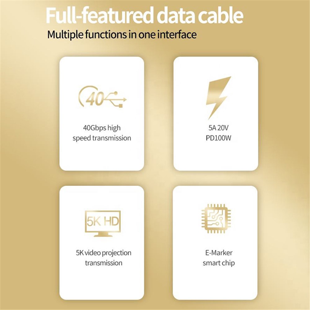 2m USB4 Data Cable Thunderbolt3 PD Fast Charging Cable Full Function Braided Data Cable Support PD 100W 40Gbps High-Speed Data Sync-7