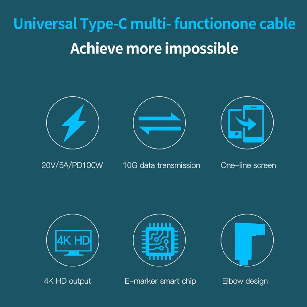 For MacBook Nintendo Switch 3m Type-C Right Angle Cable PD 100W Fast Charging 4K 60Hz USB3.1 Gen2 Data Cord-4