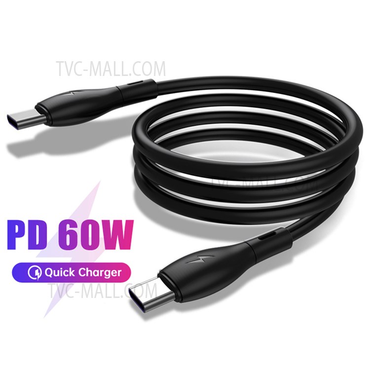KUULAA KL-X29 Fast Charging Cord 3A Type-C Cable Soft TPE 60W Data Cable, 0.5m - Black-2
