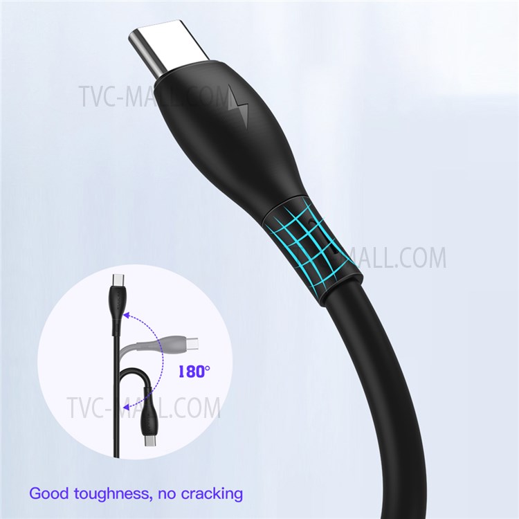 KUULAA KL-X29 3A Type-C Cable Fast Charging Cord Soft TPE 60W Data Cable, 1m-5