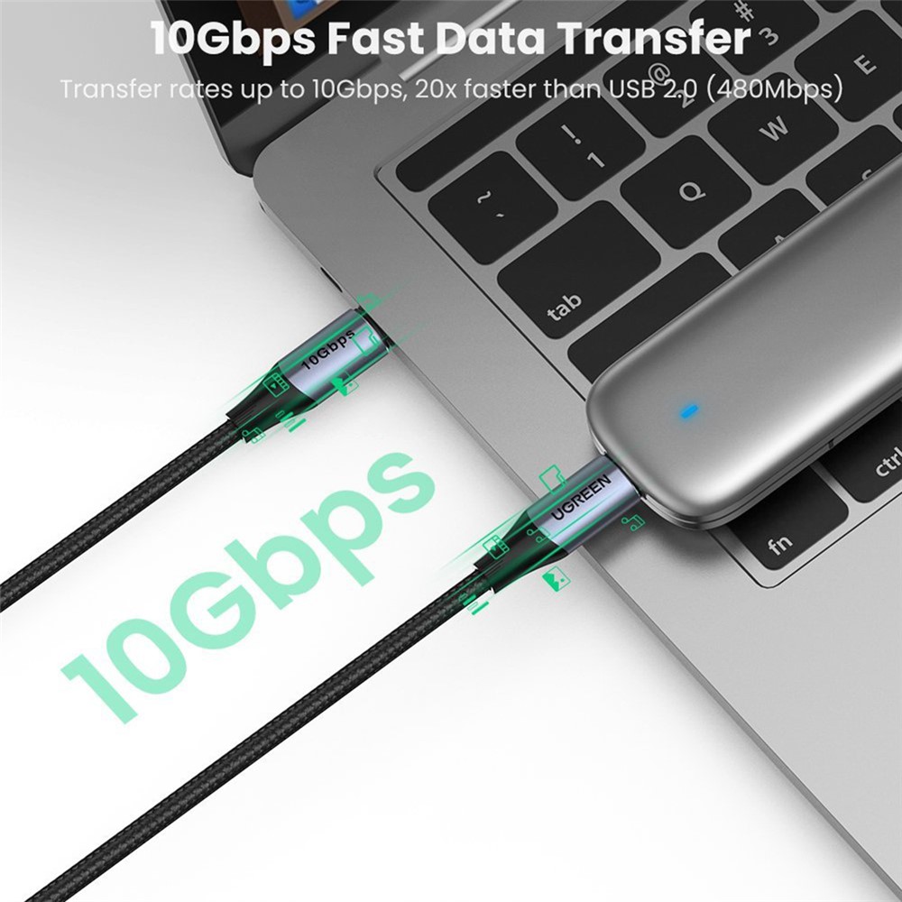 UGREEN 1m 100W PD Fast Charge USB C to Type C Aluminum Shell Braided Data Cable for Cellphone/Laptop-4