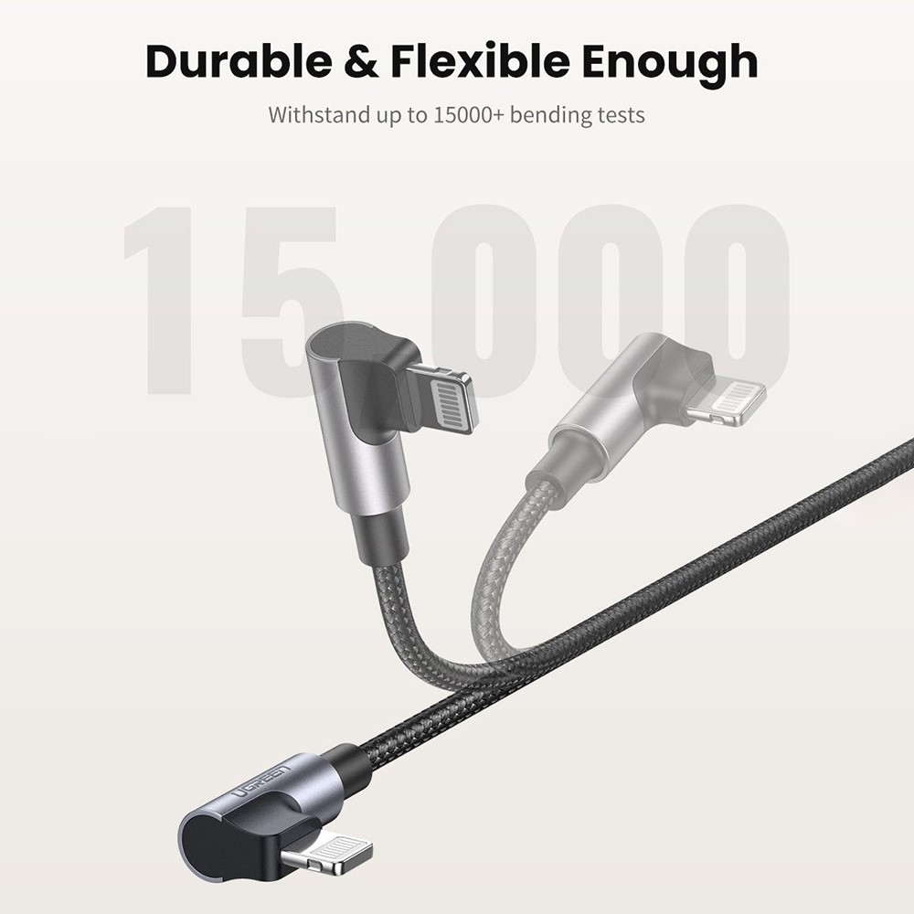 UGREEN 1.5m MFI Certified Type-C to Lightning 90 Degree L Shape Data Cable 3A Fast Charging Cord-4