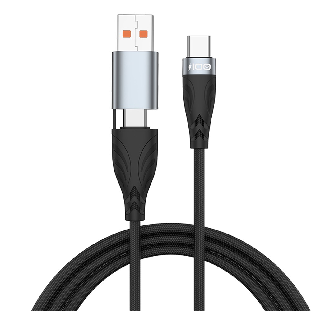 ADC-008 1m 2 in 1 USB+Type-C to Type-C 100W Flash Charging Data Cable-1