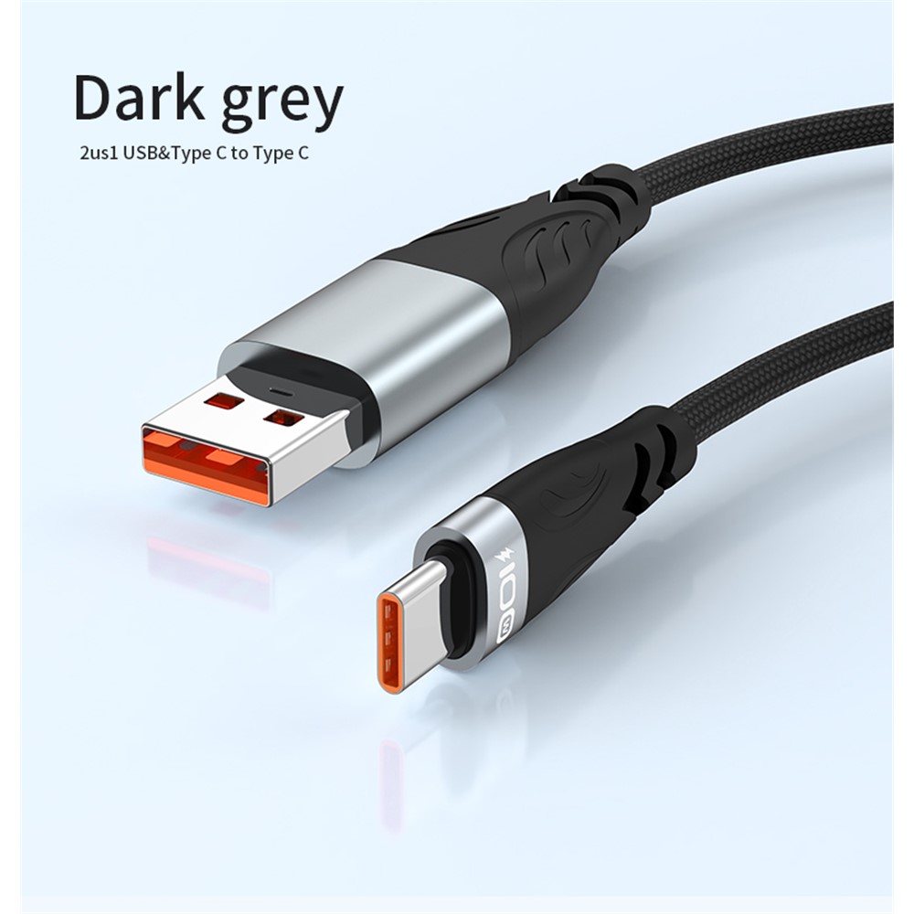 ADC-008 1m 2 in 1 USB+Type-C to Type-C 100W Flash Charging Data Cable-2