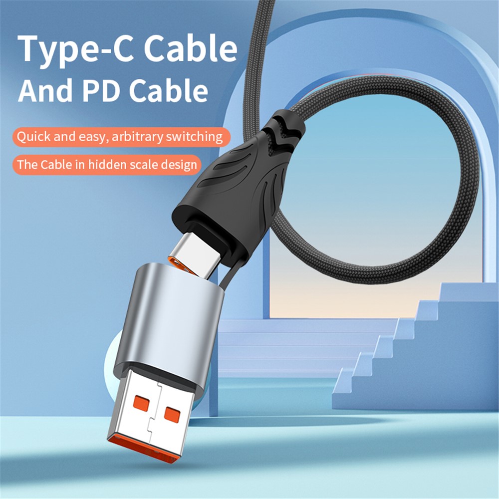 ADC-008 1m 2 in 1 USB+Type-C to Type-C 100W Flash Charging Data Cable-7