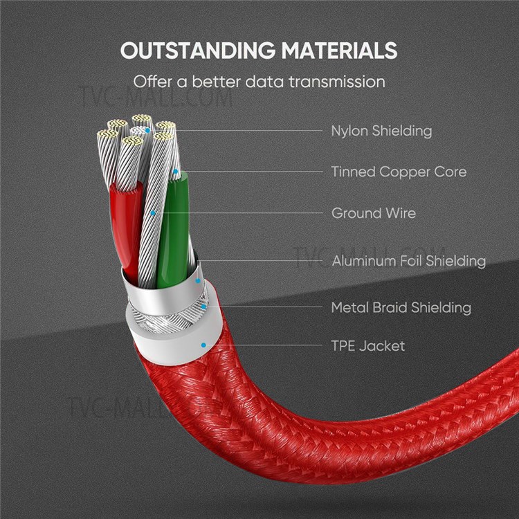 UGREEN 1m USB 2.0 to MFI Lightning 2.4A Fast Charger Cord Aluminum Shell Data Cable-6