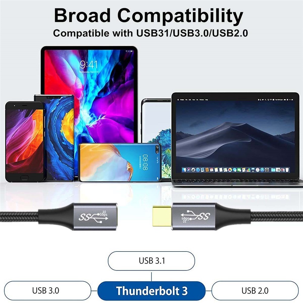 0.5m Aluminum Alloy Shell Type-C to Type-C 3.1 Gen2 Male to Female Extension Cable 4K/60HZ 10Gbps Data Cord-7