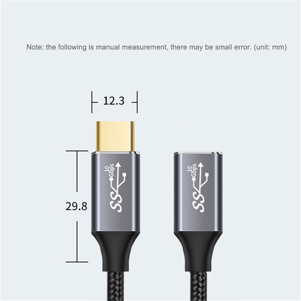 0.5m Aluminum Alloy Shell Type-C to Type-C 3.1 Gen2 Male to Female Extension Cable 4K/60HZ 10Gbps Data Cord-8