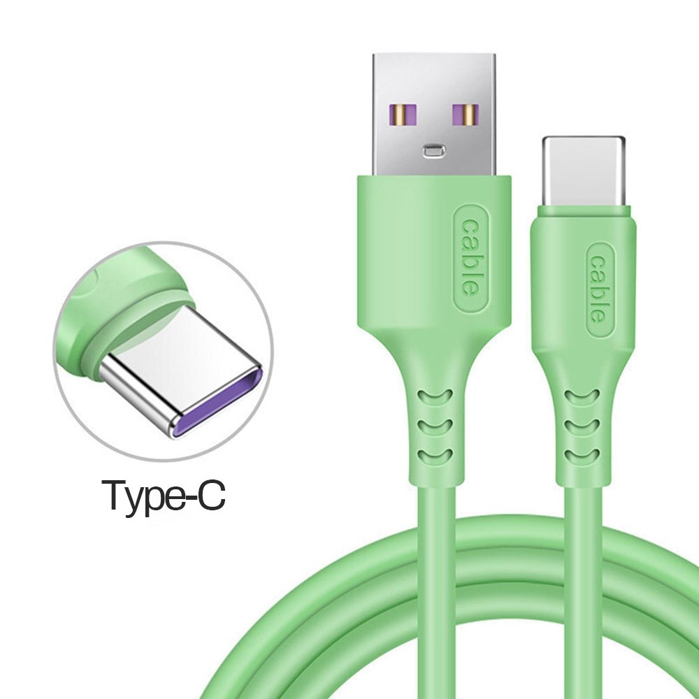 A088 2m USB to Type-C 5A Fast Charging Cable Soft Liquid Silicone Data Cord - Green-2