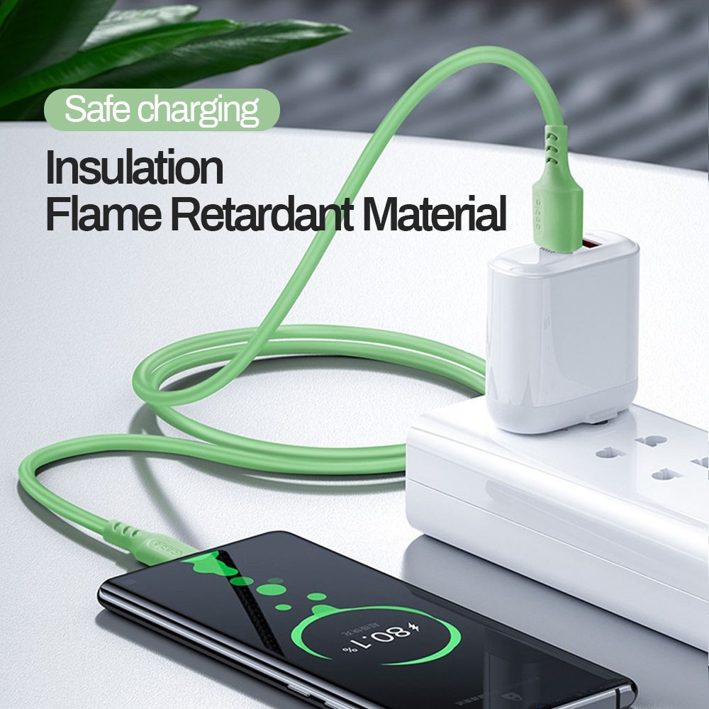 A088 2m USB to Type-C 5A Fast Charging Cable Soft Liquid Silicone Data Cord - Green-3