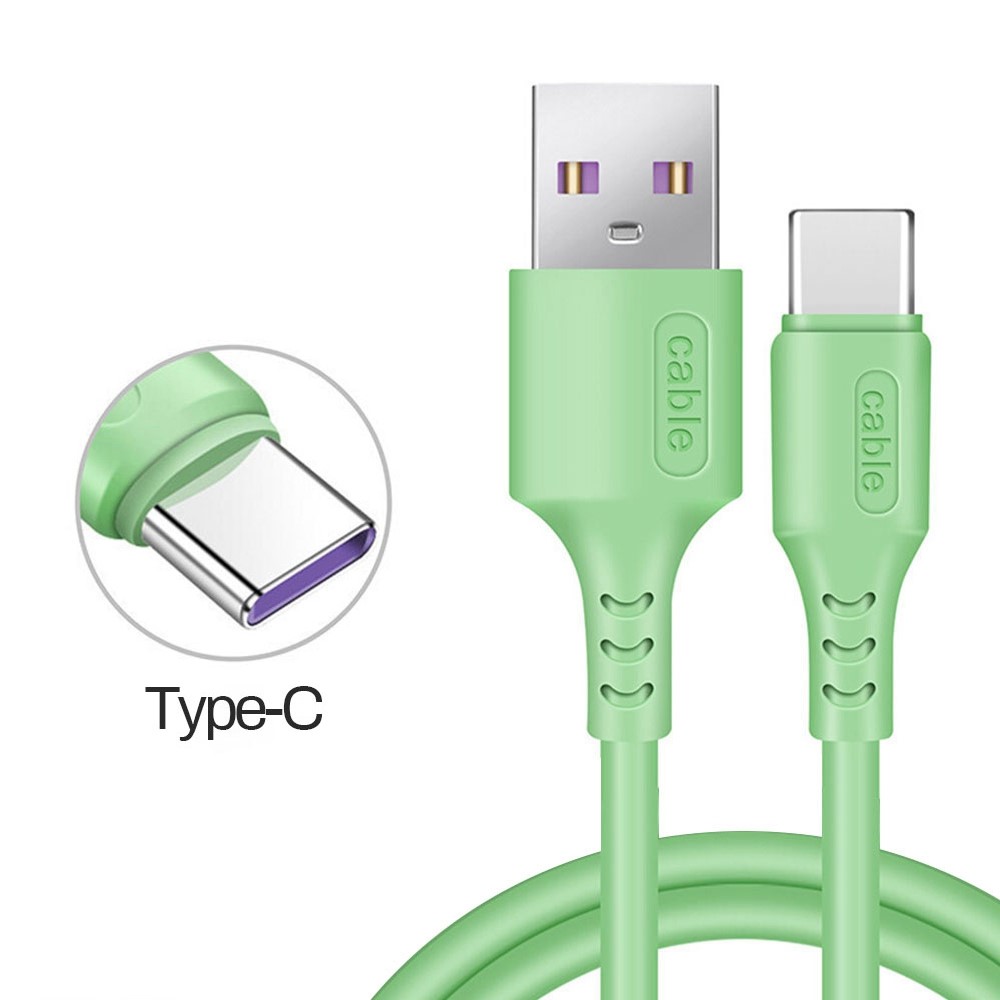 A088 1.5m 5A Type-C Fast Charging Cable Soft Liquid Silicone Data Sync Cord - Green-2