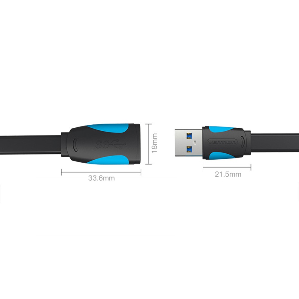 VENTION VAS-A13-B200 2m Flat Cable USB 3.0 Male to Female High Speed Data Cable 5Gbps Extension Cord-15