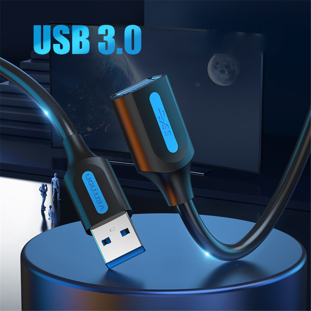 VENTION CBHBD 3m USB-A 3.0 Male to Female Extension Cable 5Gbps High Speed Data Transfer Round PVC Cord-3