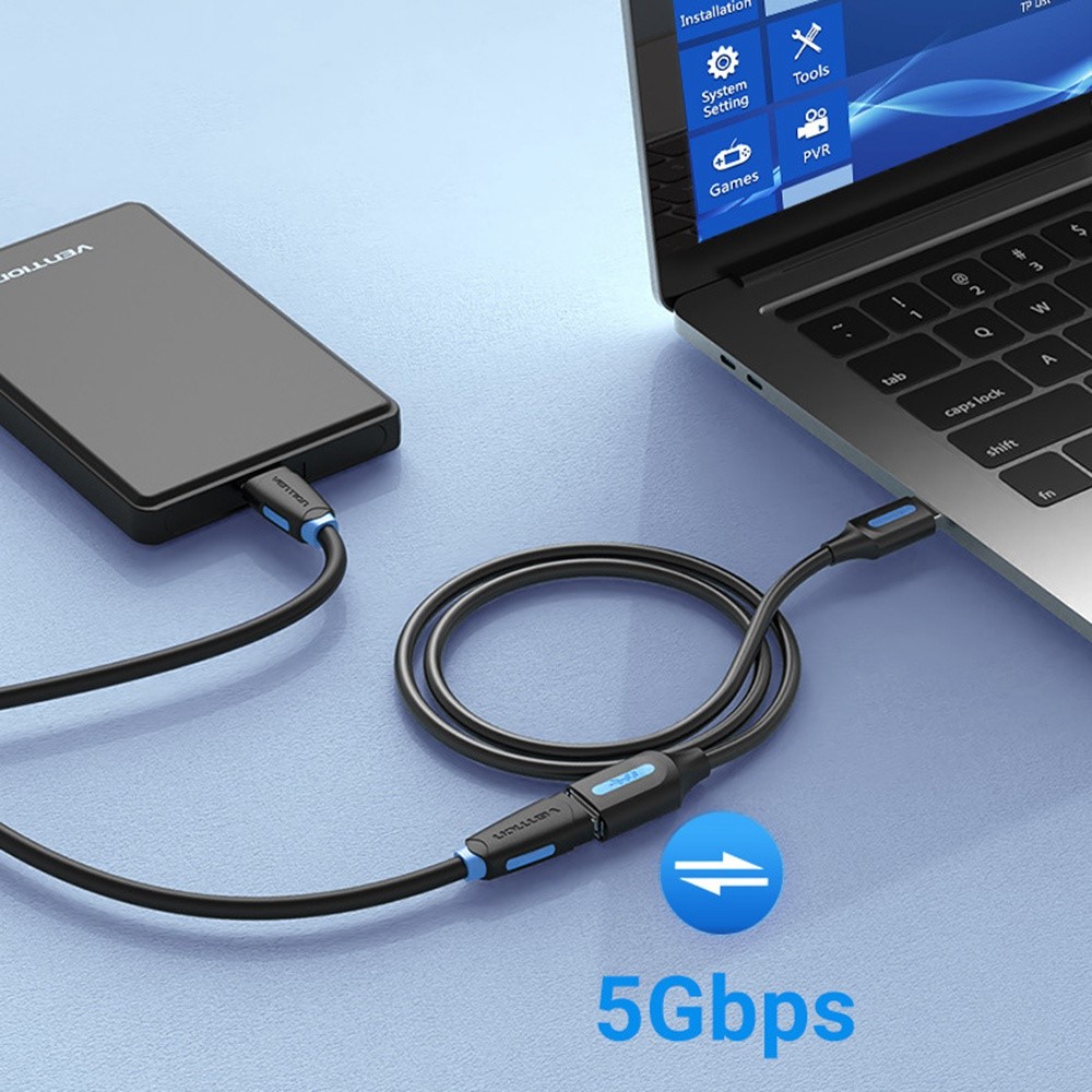 VENTION CBHBD 3m USB-A 3.0 Male to Female Extension Cable 5Gbps High Speed Data Transfer Round PVC Cord-7