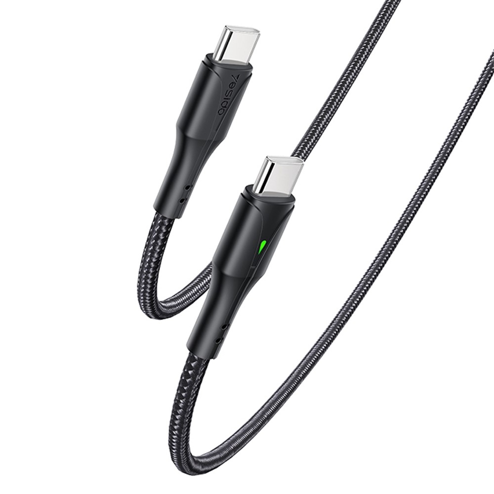 YESIDO CA100 PD 60W Type-C to Type-C Fast Charging Cable Nylon Braided Data Cord with Indicator-1
