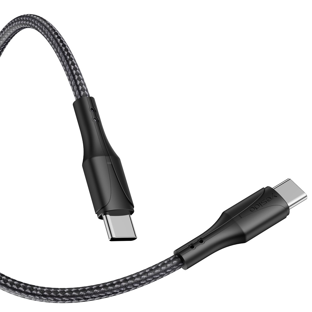 YESIDO CA100 PD 60W Type-C to Type-C Fast Charging Cable Nylon Braided Data Cord with Indicator-9