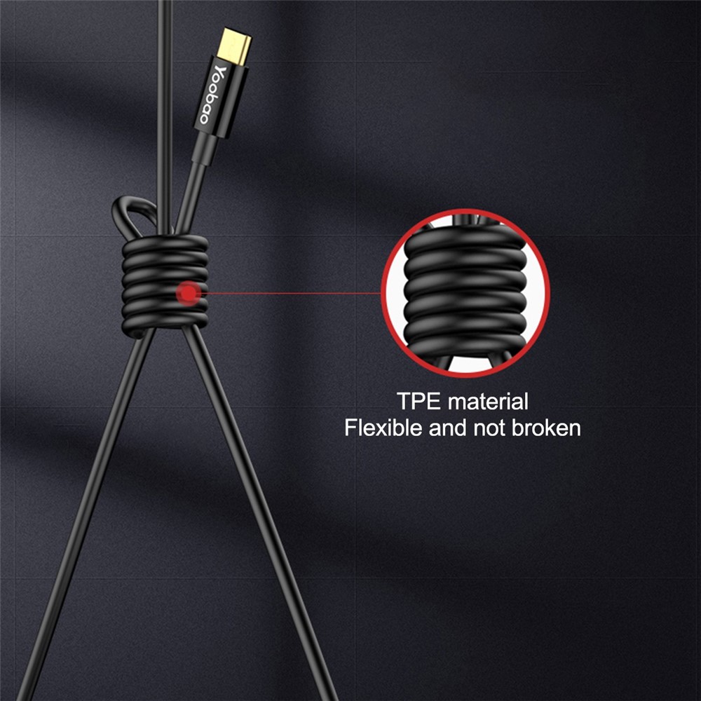 YOOBAO V16 1.2m USB to Type C Charge Cable Fast Charging Data Transfer TPE Tangle-free Cord-4