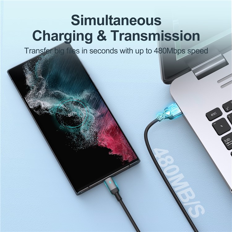 Joyroom S-UC027A10 Feifan Serie 3m Super Long Data Cable USB-A zu Typ-c 3A Schnelles Ladevorgang Geflochten - Schwarz-8