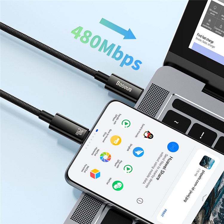 Baseus Tungsten Gold Series 1m Tipo-c Para Tipo c 240W Carregamento Rápido 480Mbps Cabo de Dados de Transmissão-4