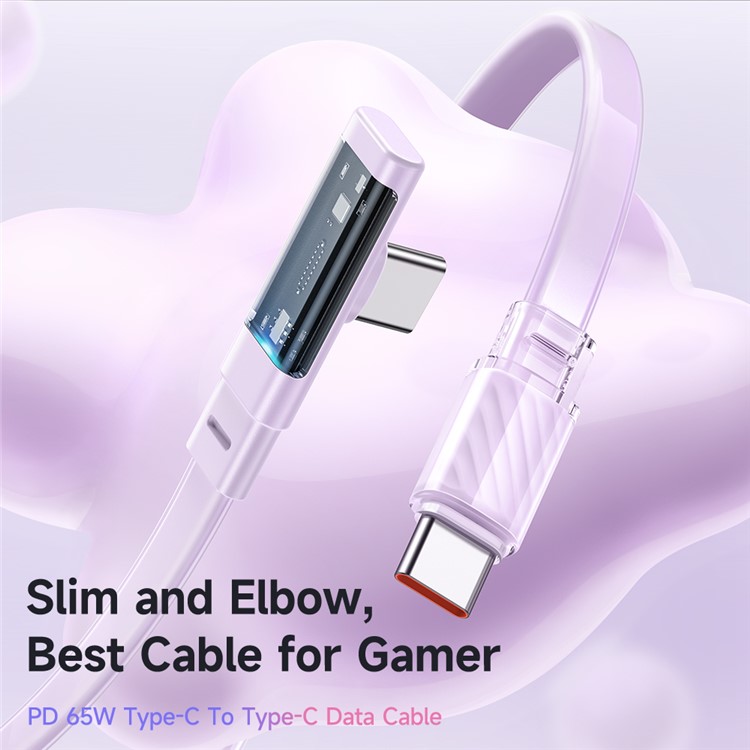 Mcdodo CA-345 MDD Crystal Series 1,2m Type-C к Типу c Прозрачный Кабель Data Cable PVC Зарядка Телефона. - Фиолетовый-2