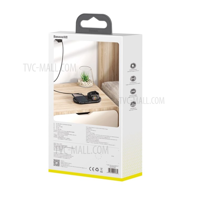 BASEUS Planeta 2 Em Um Cabo IW Enrolador + Carregador Sem Fios CN Ficha Normalizada - Preto-17