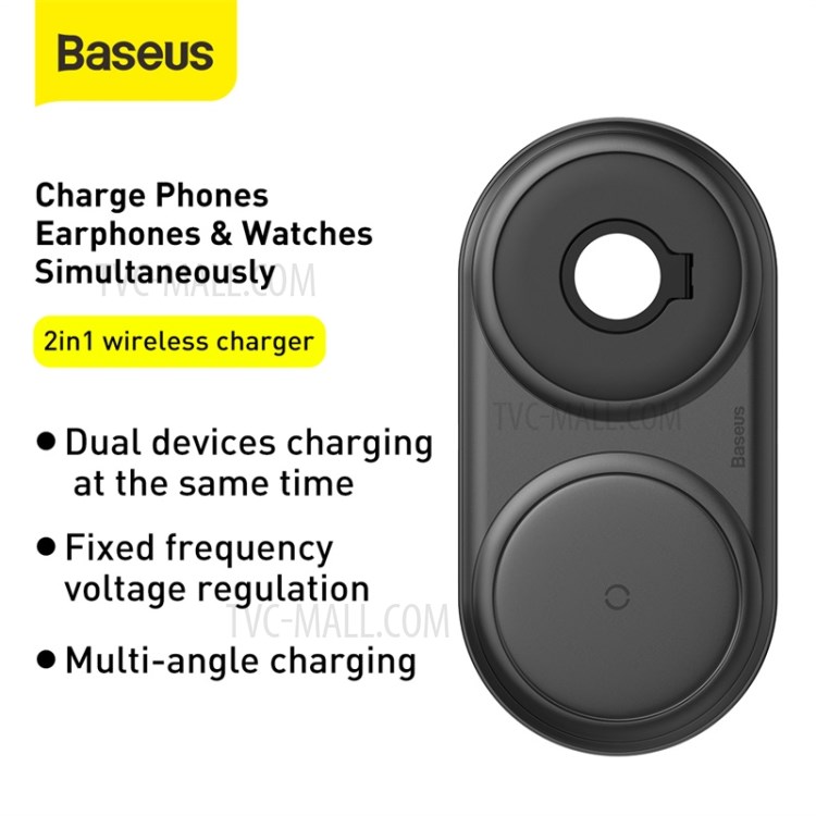 BASEUS Planeta 2 Em Um Cabo IW Enrolador + Carregador Sem Fios CN Ficha Normalizada - Preto-5