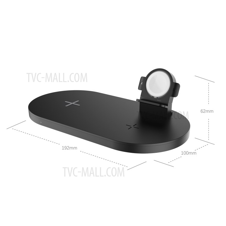 10W 3-en-1 Pied De Support De Station D'accueil De Charge Du Chargeur Multifonction Sans Fil Pour Apple Iphone / Ipod / AirPod - Noir-7