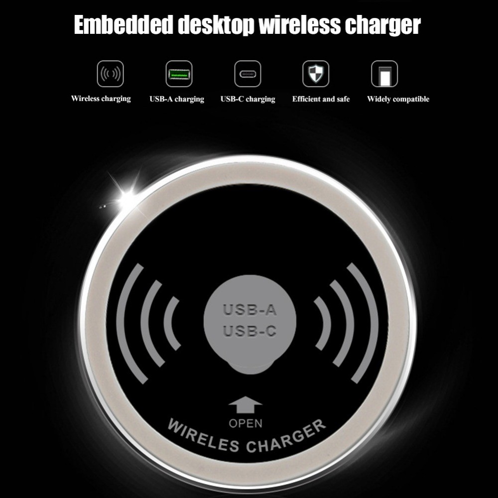 Встроенные Настольное Беспроводное Зарядное 15W С USB-A И USB-портом C Зарядки-5