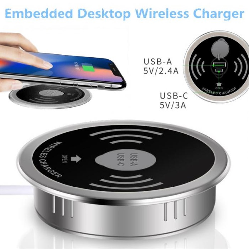 Встроенные Настольное Беспроводное Зарядное 15W С USB-A И USB-портом C Зарядки-6
