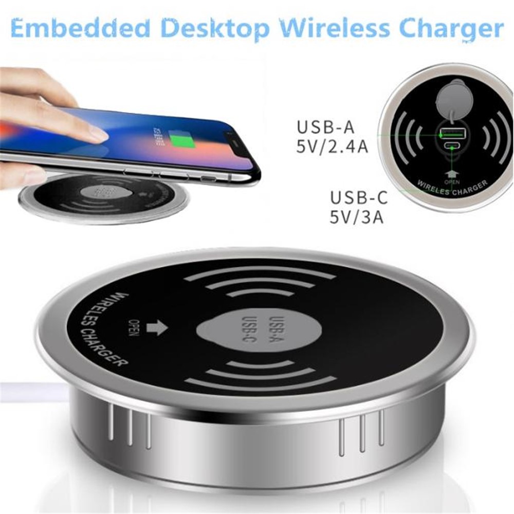 Caricabatterie Wireless Desktop Incorporato 15W Con Porta Di Ricarica USB-A E USB-C