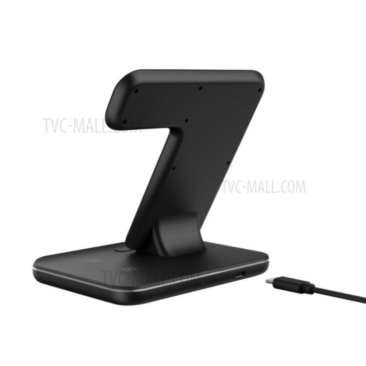 Z5A 3 Em 1 15w Estação De Doca Rápida Sem Fio Para IPhone 12 11 Pro Max IWatch Airpods - Preto-3