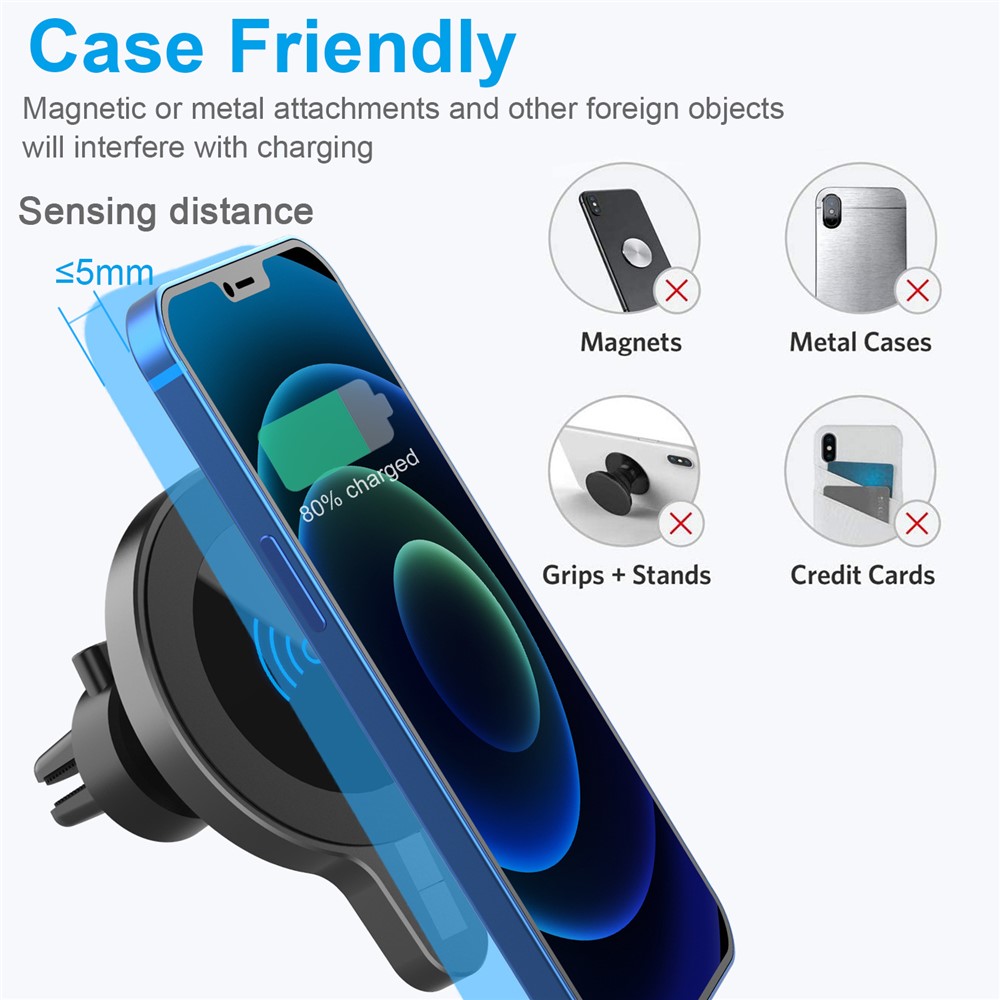 Magnetic Wireless Charger Car Phone Holder 15W Qi Fast Charging Mount for iPhone 12 Huawei-5