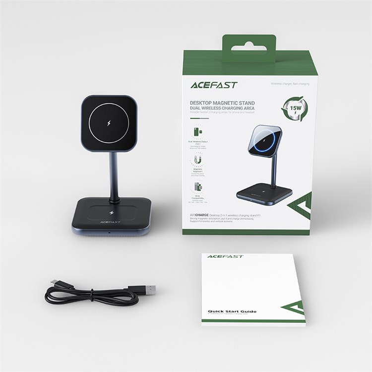 ACEFAST E1 Desktop 2-in-1 Wireless Charger Desktop Magnetic Phone Charger Cordless Charging Stand for iPhone12/13 Series-10