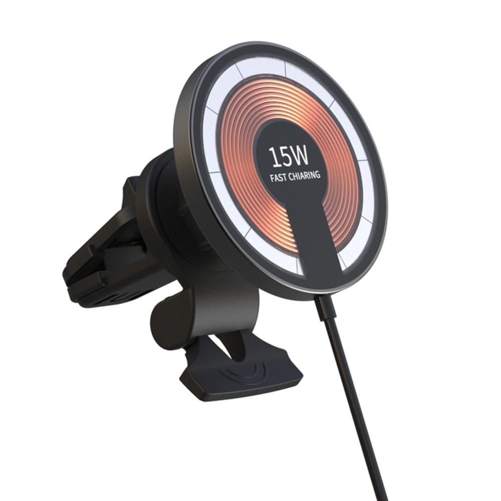 T09 2 in 1 Transparent Car Magnetic Wireless Charger 15W Fast Charging Stand Compatible with Magsafe Car Mount Charger for iPhone 13 / 12 Series-1