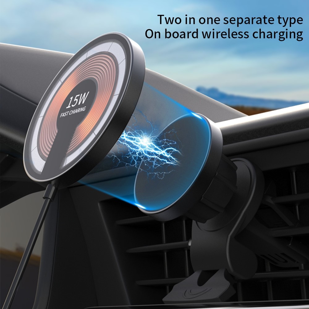 T09 2 in 1 Transparent Car Magnetic Wireless Charger 15W Fast Charging Stand Compatible with Magsafe Car Mount Charger for iPhone 13 / 12 Series-10