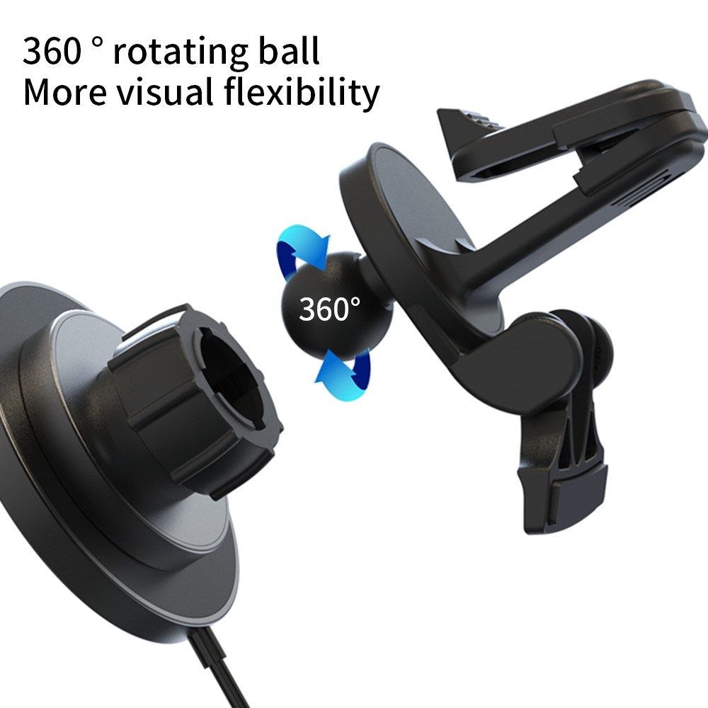 T09 2 in 1 Transparent Car Magnetic Wireless Charger 15W Fast Charging Stand Compatible with Magsafe Car Mount Charger for iPhone 13 / 12 Series-11