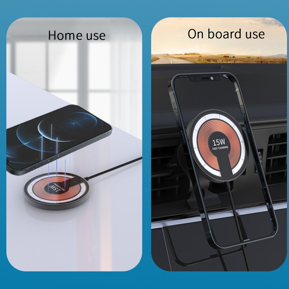 T09 2 in 1 Transparent Car Magnetic Wireless Charger 15W Fast Charging Stand Compatible with Magsafe Car Mount Charger for iPhone 13 / 12 Series-7