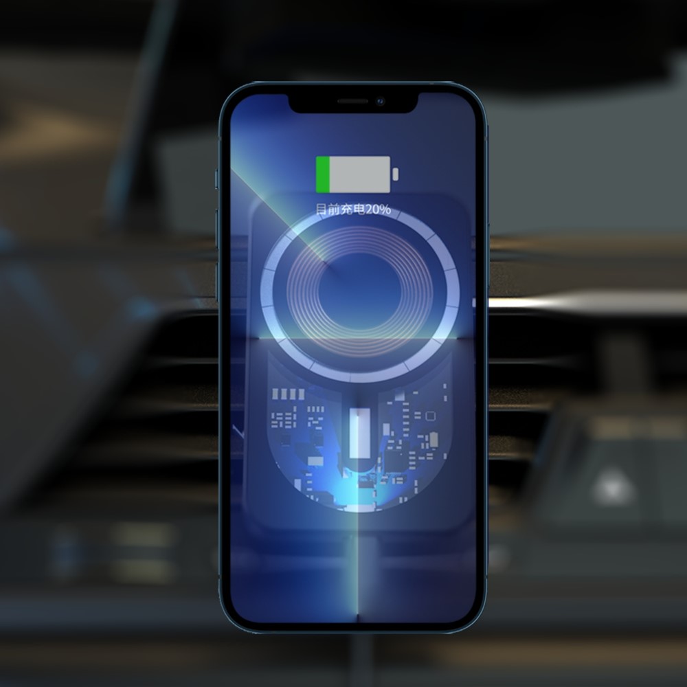 T11 Magnetic Car Wireless Charger for iPhone 13 / 12 Series 15W Fast Charging Stand Transparent Air Vent Mount Charger-9