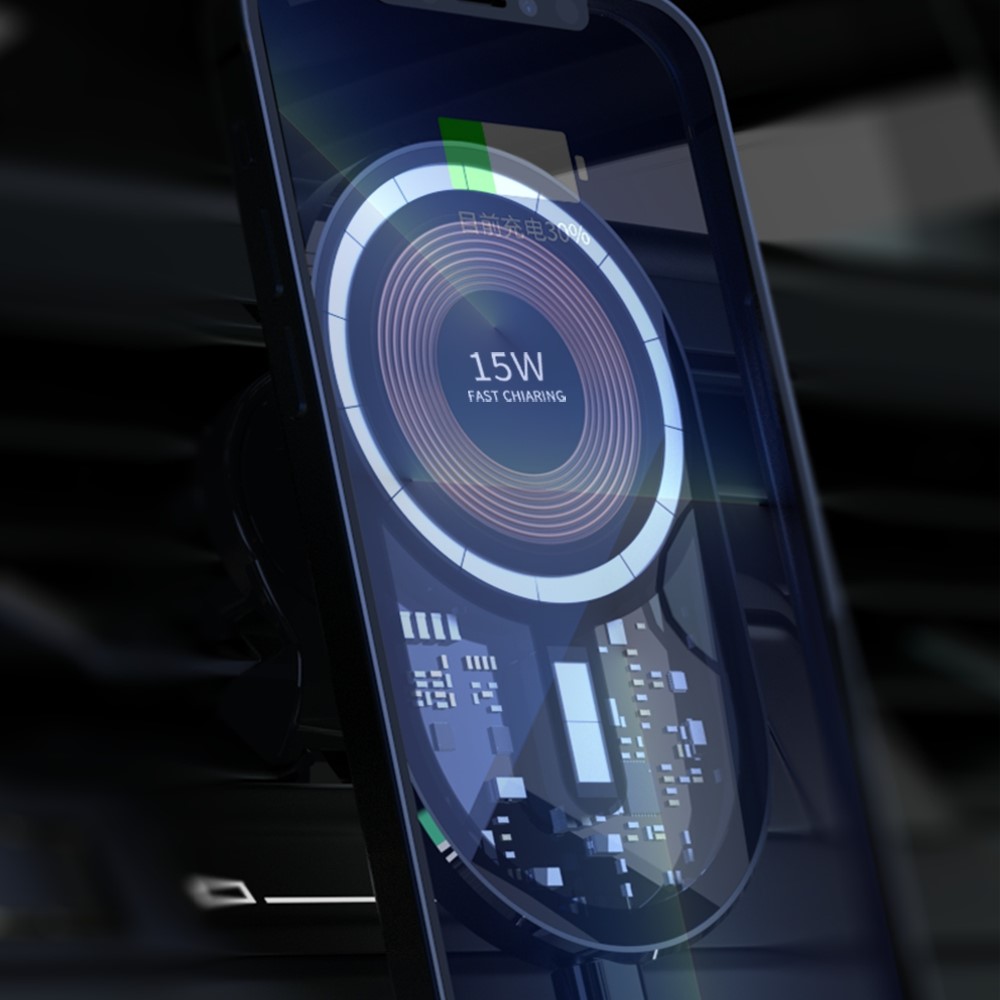 T10 Transparent Car Magnetic Wireless Charger for iPhone 13 / 12 Series 15W Fast Charging Stand Compatible with Magsafe Air Vent Mount Charger-9
