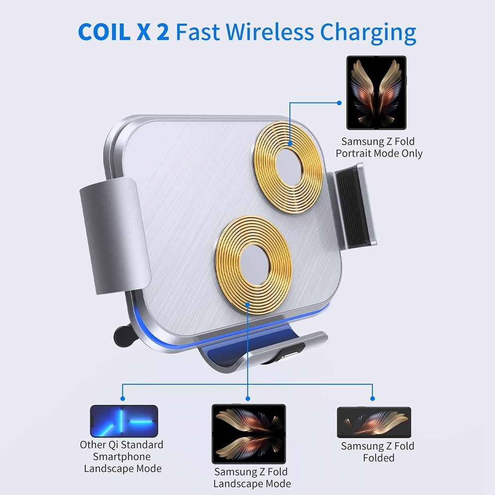 S8 Car Holder Foldable Phone Clamp Mount Coil Electromagnetic Induction Wireless Charger for Samsung Galaxy Fold / Huawei Mate X-11