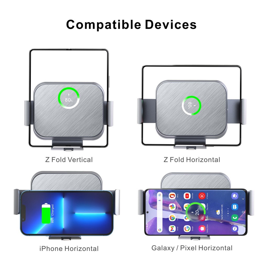 S8 Car Holder Foldable Phone Clamp Mount Coil Electromagnetic Induction Wireless Charger for Samsung Galaxy Fold / Huawei Mate X-4