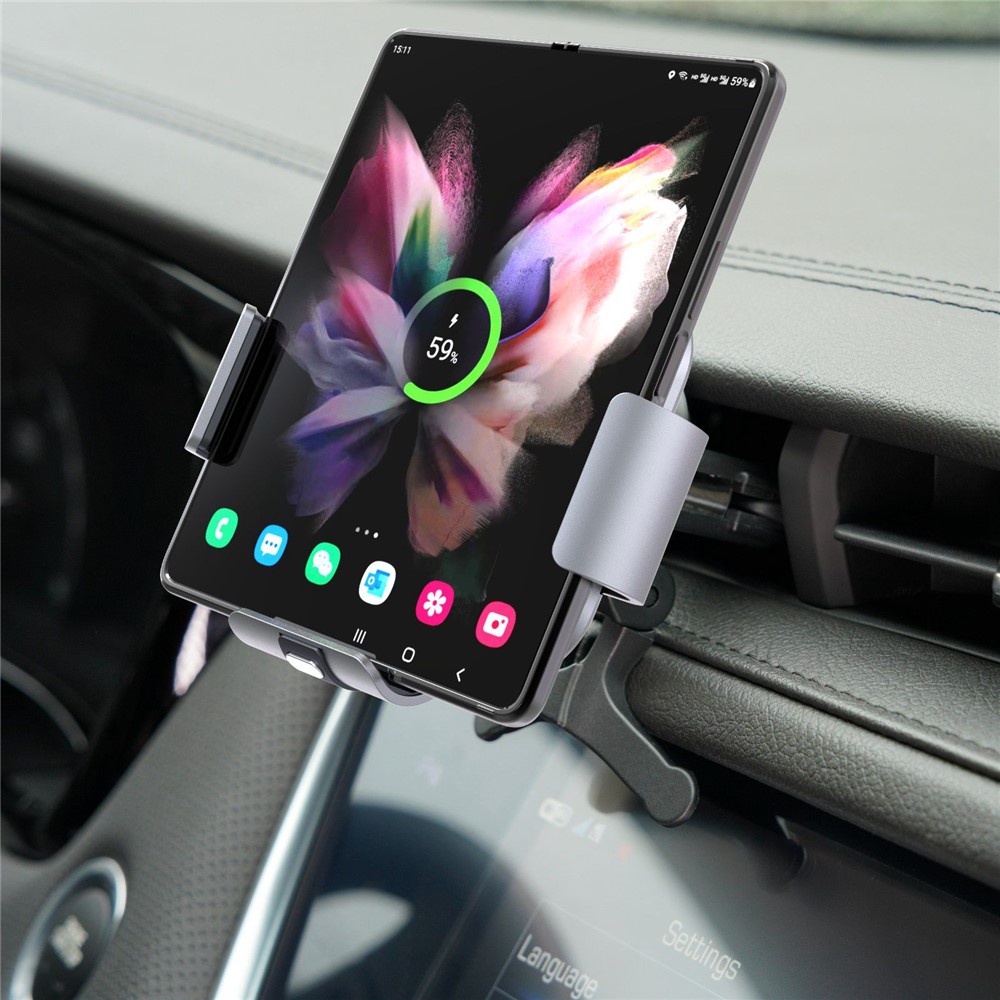 S8 Car Holder Foldable Phone Clamp Mount Coil Electromagnetic Induction Wireless Charger for Samsung Galaxy Fold / Huawei Mate X-6