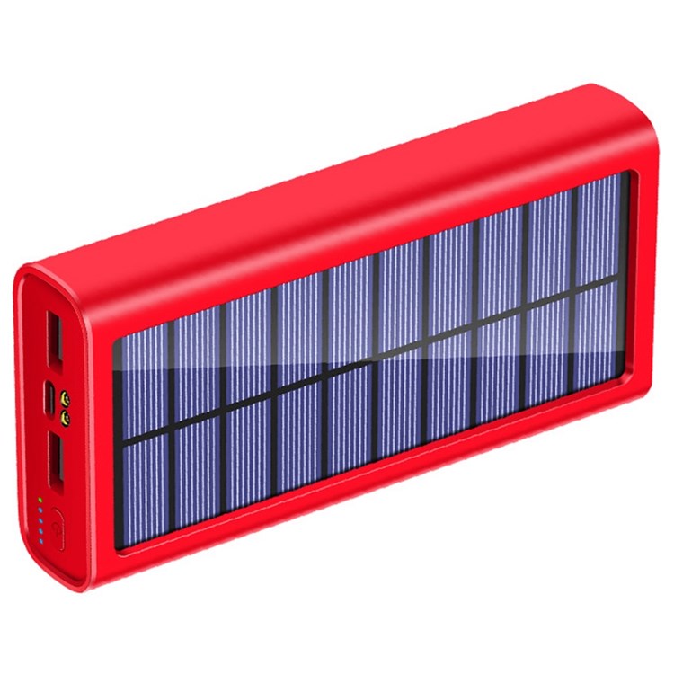 PSOOO 20000mAh Power Bank Portable Battery Pack with LED Flashlight Dual USB Outputs Solar Charger - Red-10