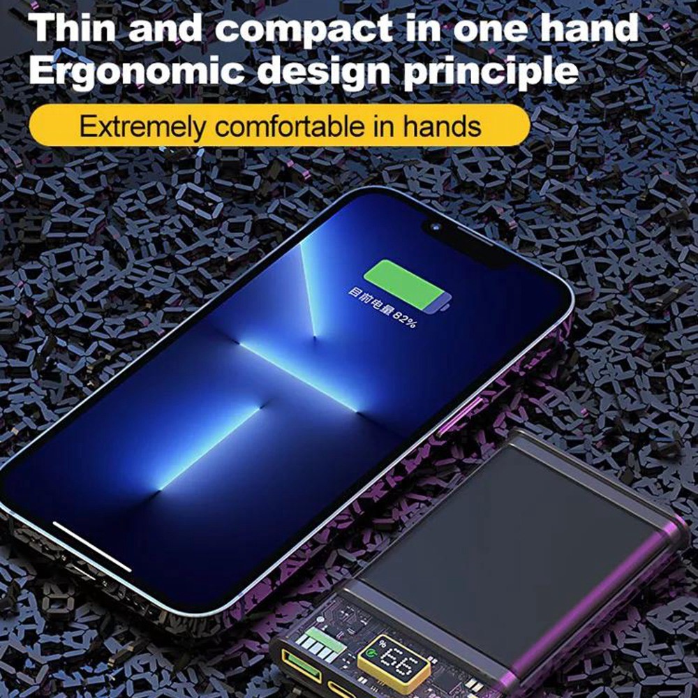 E39 20000mAh Portable Charger 22.5W Power Bank LED Display Dual-sided Clear Design QC 3.0 PD 20W Quick Charge Phone External Battery-3