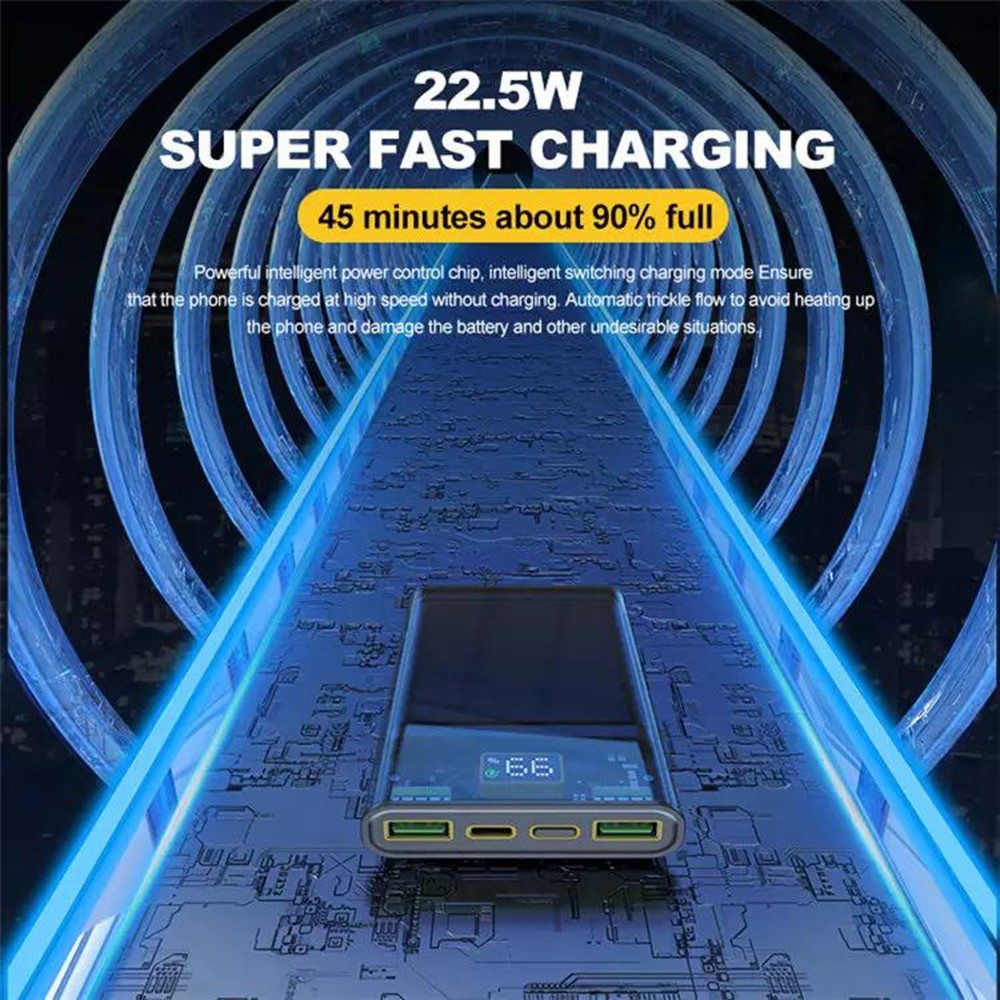E39 10000mAh 22.5W Power Bank Dual-sided Clear Design PD 20W Quick Charging External Battery-5